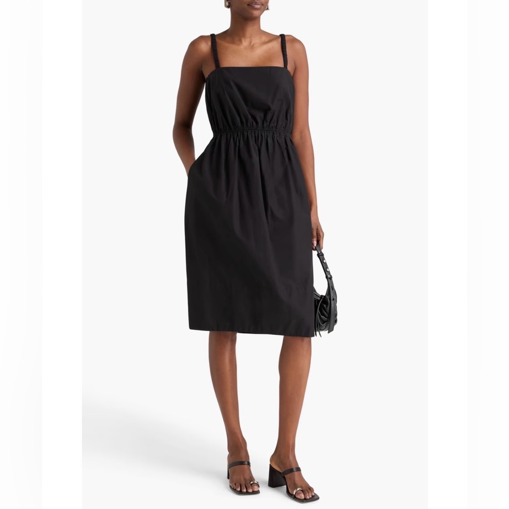 DEVEAUX Cutout cotton-blend Sleeveless Square-Neck Midi Dress size 8 black